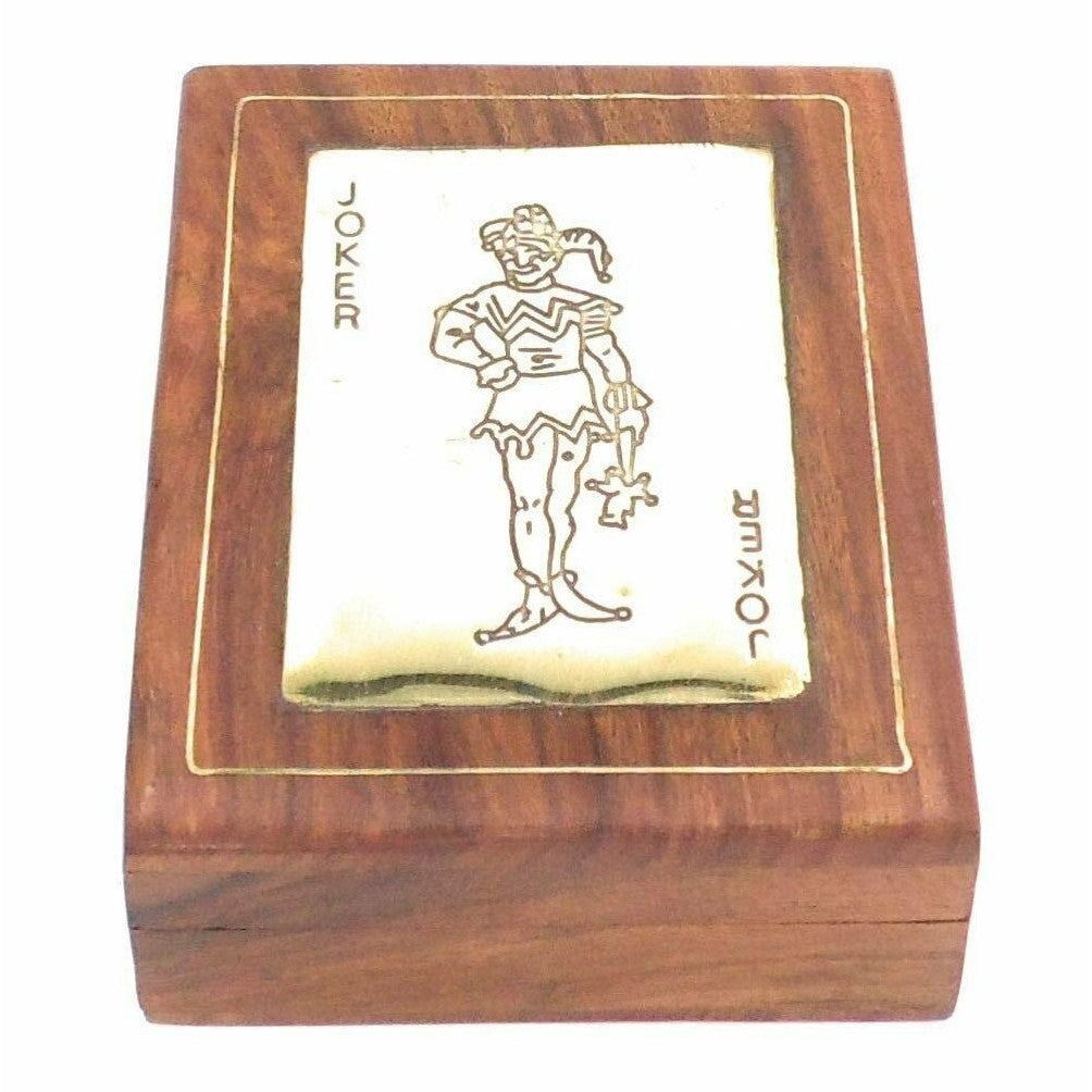 Playing Cards in a Handmade Wooden Decorative Box with Joker.-2