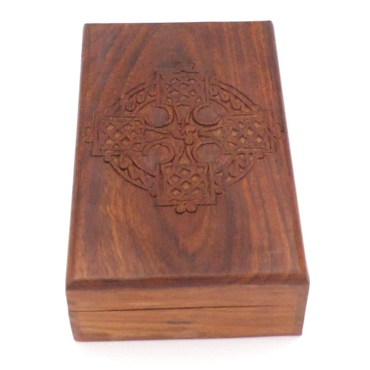 A Beautiful Carved Celtic Knot Design Wooden Box 20x12-2