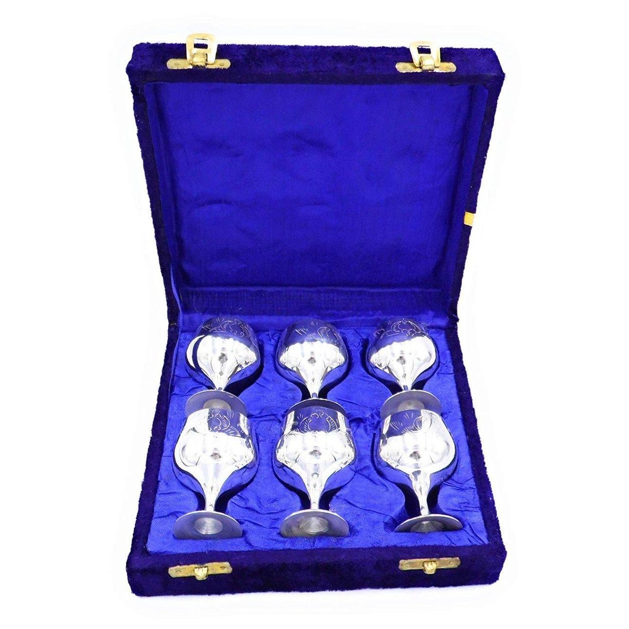 Silver Plated Mini Brandy Spirits Goblets Cups in Velveteen Gift Box-1