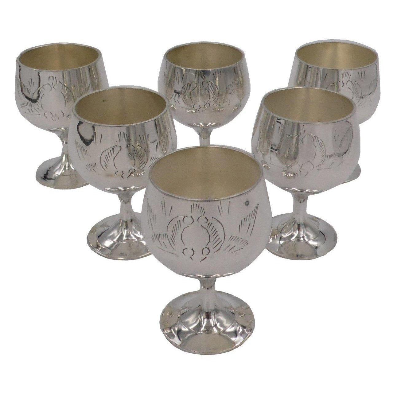 Silver Plated Mini Brandy Spirits Goblets Cups in Velveteen Gift Box-2
