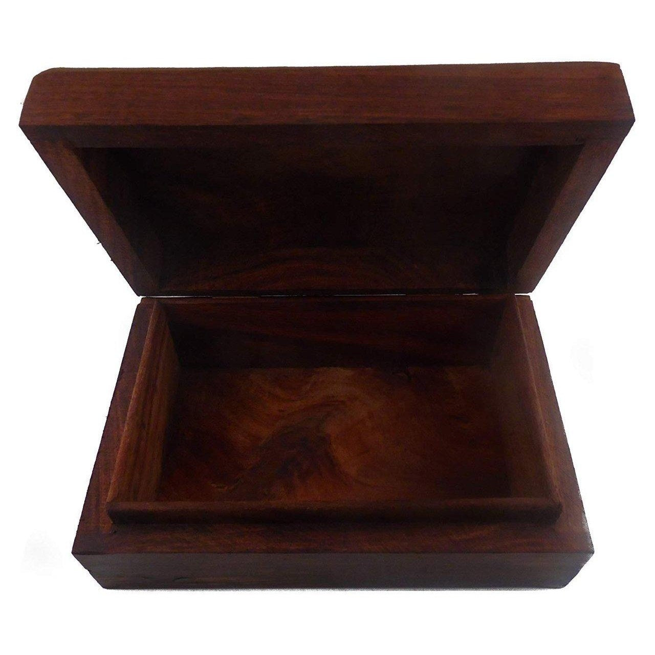 Hand Carved Brass Pentacle Engraved Wooden Box-1