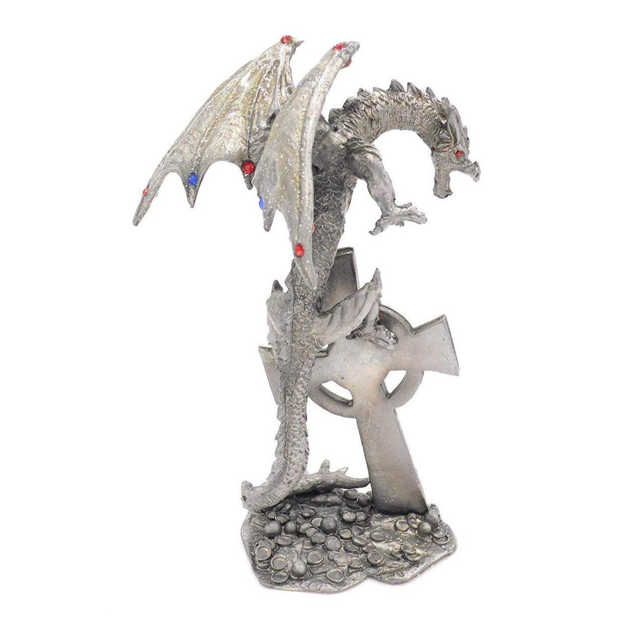 Celtic Cross Statue with Dragon-Dracul Figurine-1