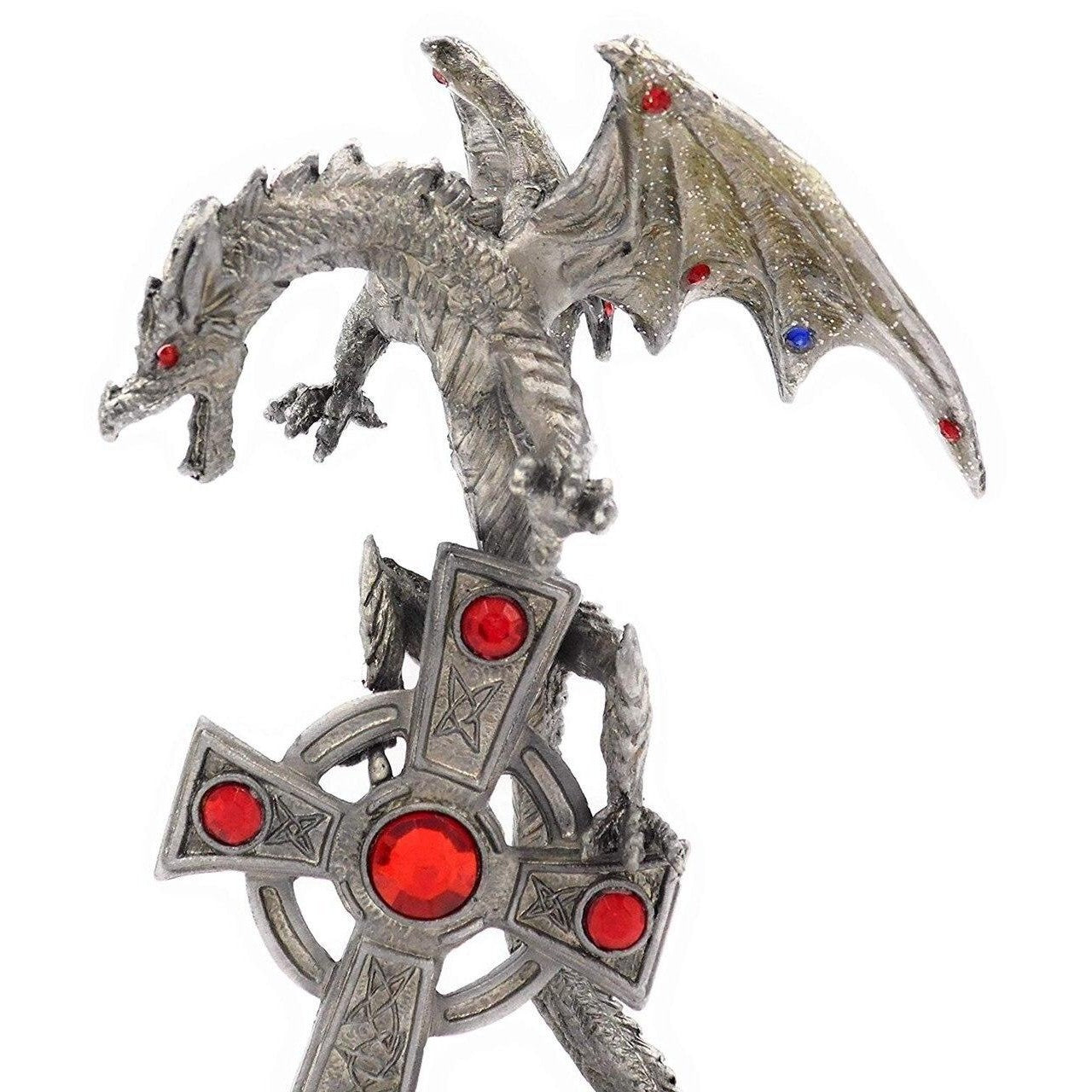 Celtic Cross Statue with Dragon-Dracul Figurine-4