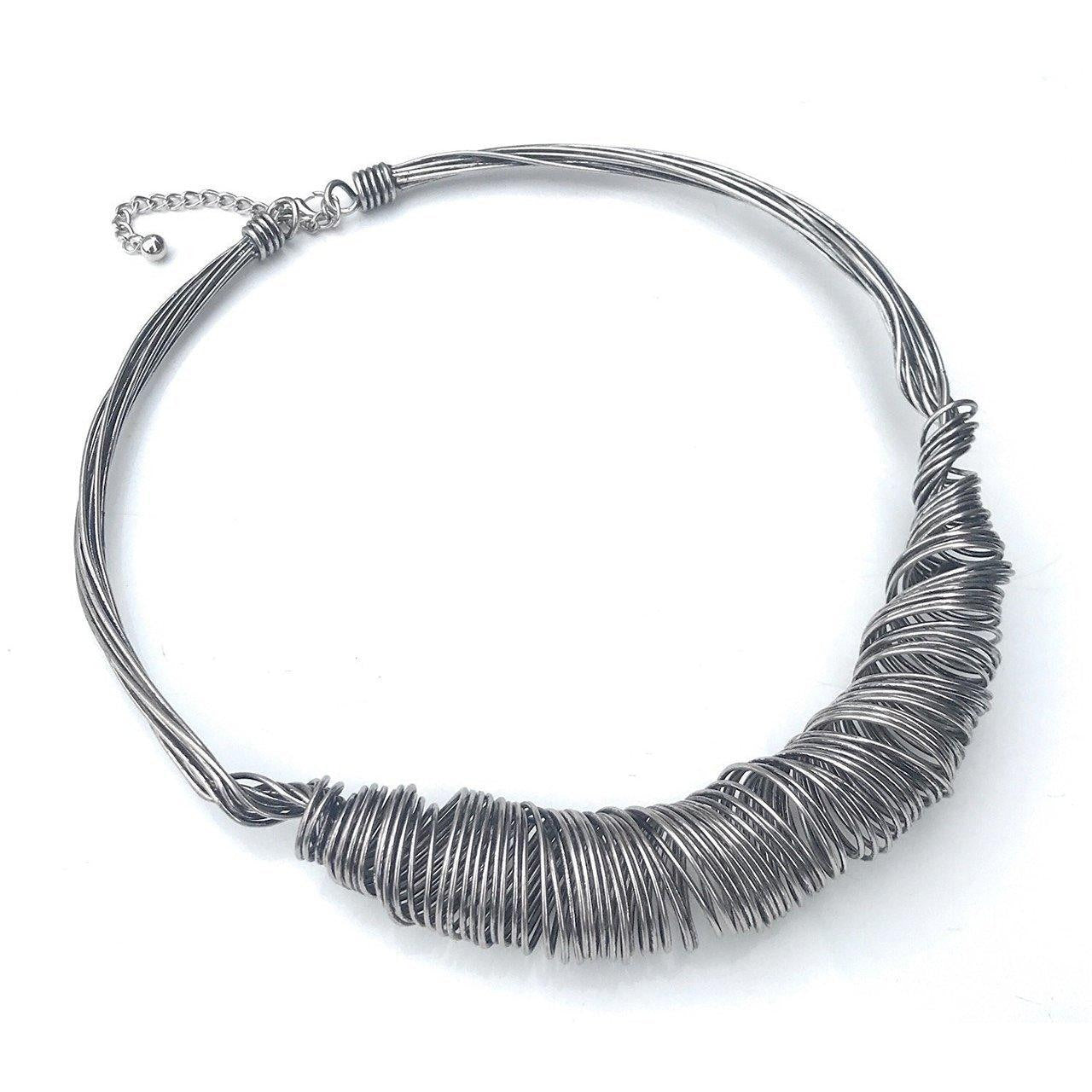 Twisted Large Handmade wire necklace.-0
