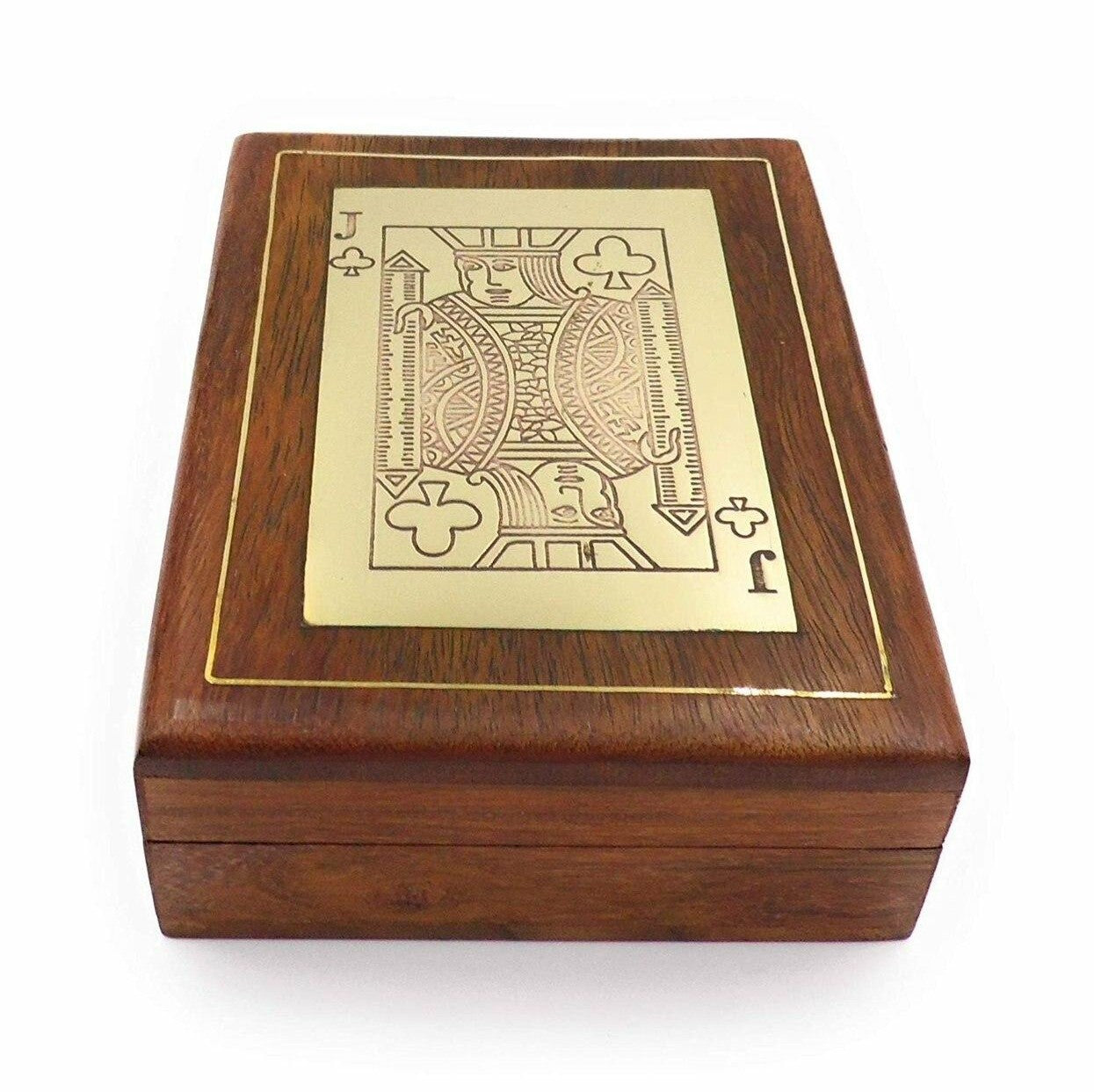 Playing Cards in a Handmade Wooden Decorative Box Jack of Clubs-1