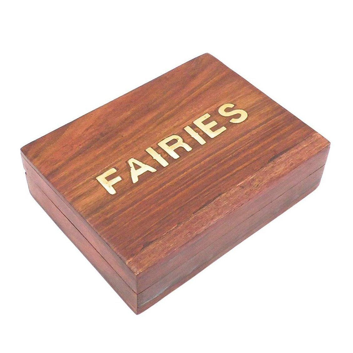 Fairy Wooden Box with Brass Embedded FAIRY Letters Trinket Box-2