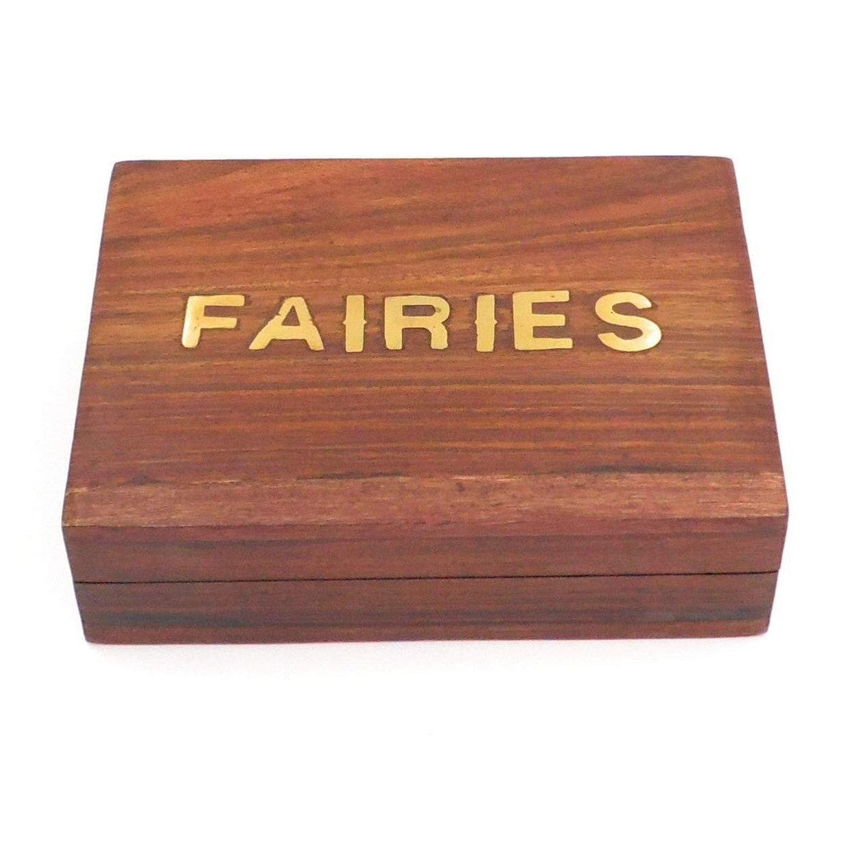 Fairy Wooden Box with Brass Embedded FAIRY Letters Trinket Box-0