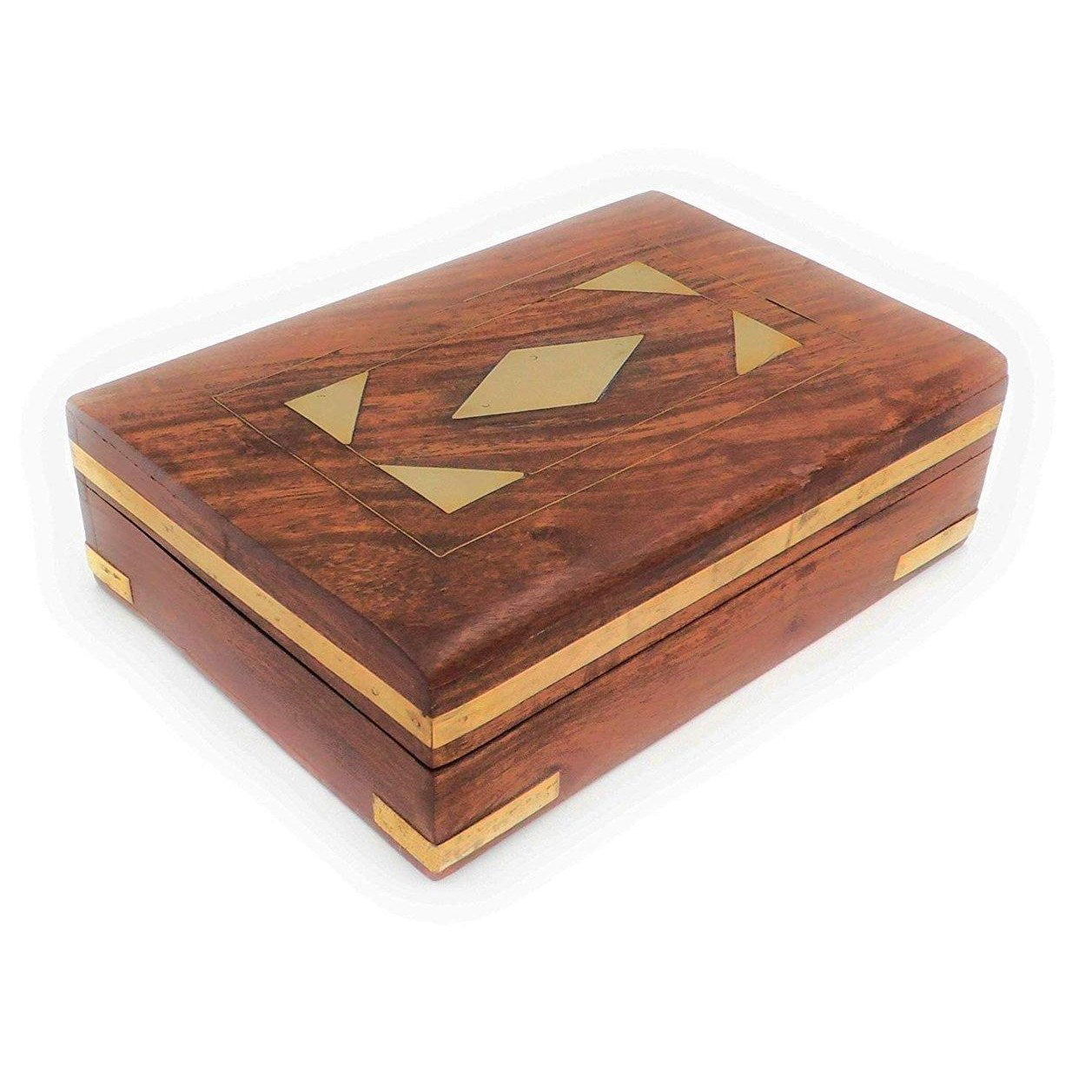 Wooden Cigar Box with a Brass inscribable Diamond shape.-1