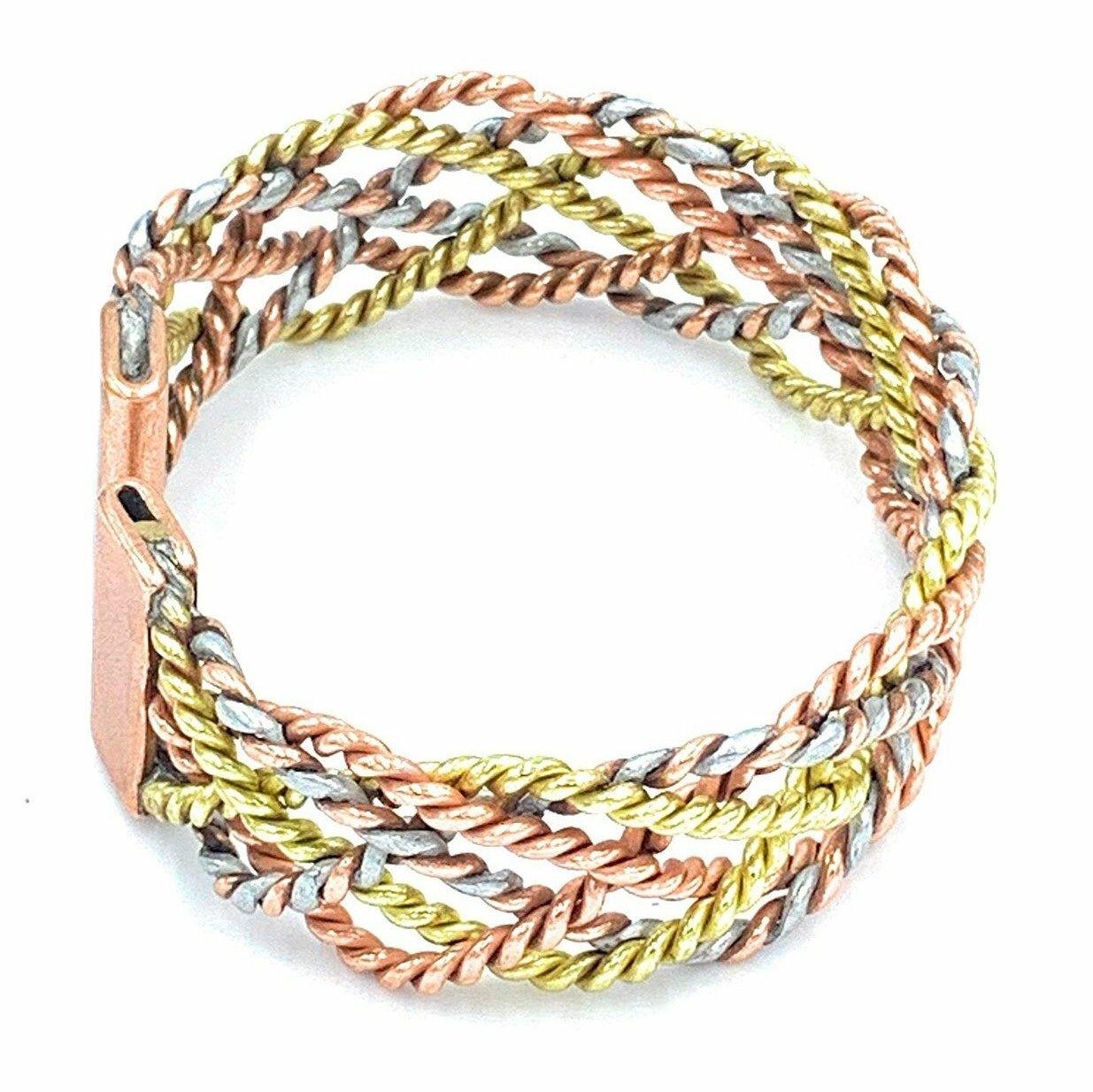 Magnetic Copper, Brass and Aluminium Twist Intricate Design Bracelet-1