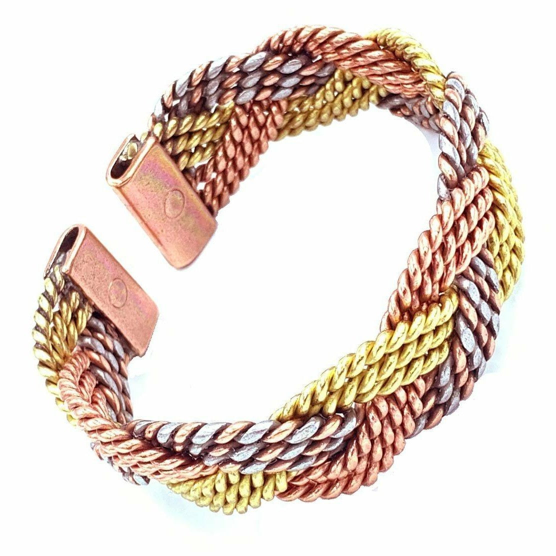 Magnetic Copper, Brass and Aluminium Twist Woven Design Bracelet-1