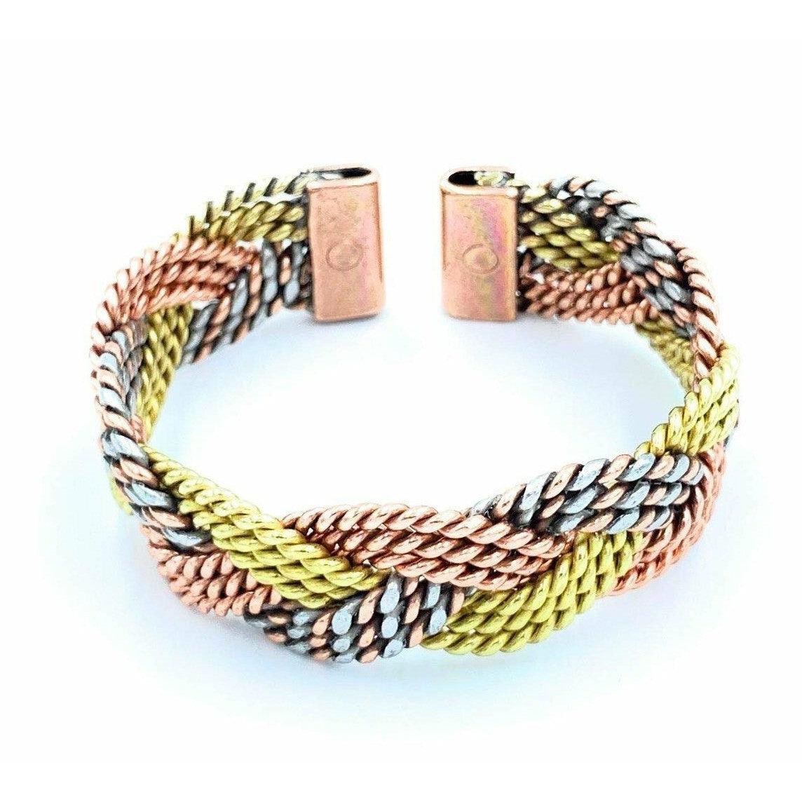 Magnetic Copper, Brass and Aluminium Twist Woven Design Bracelet-2