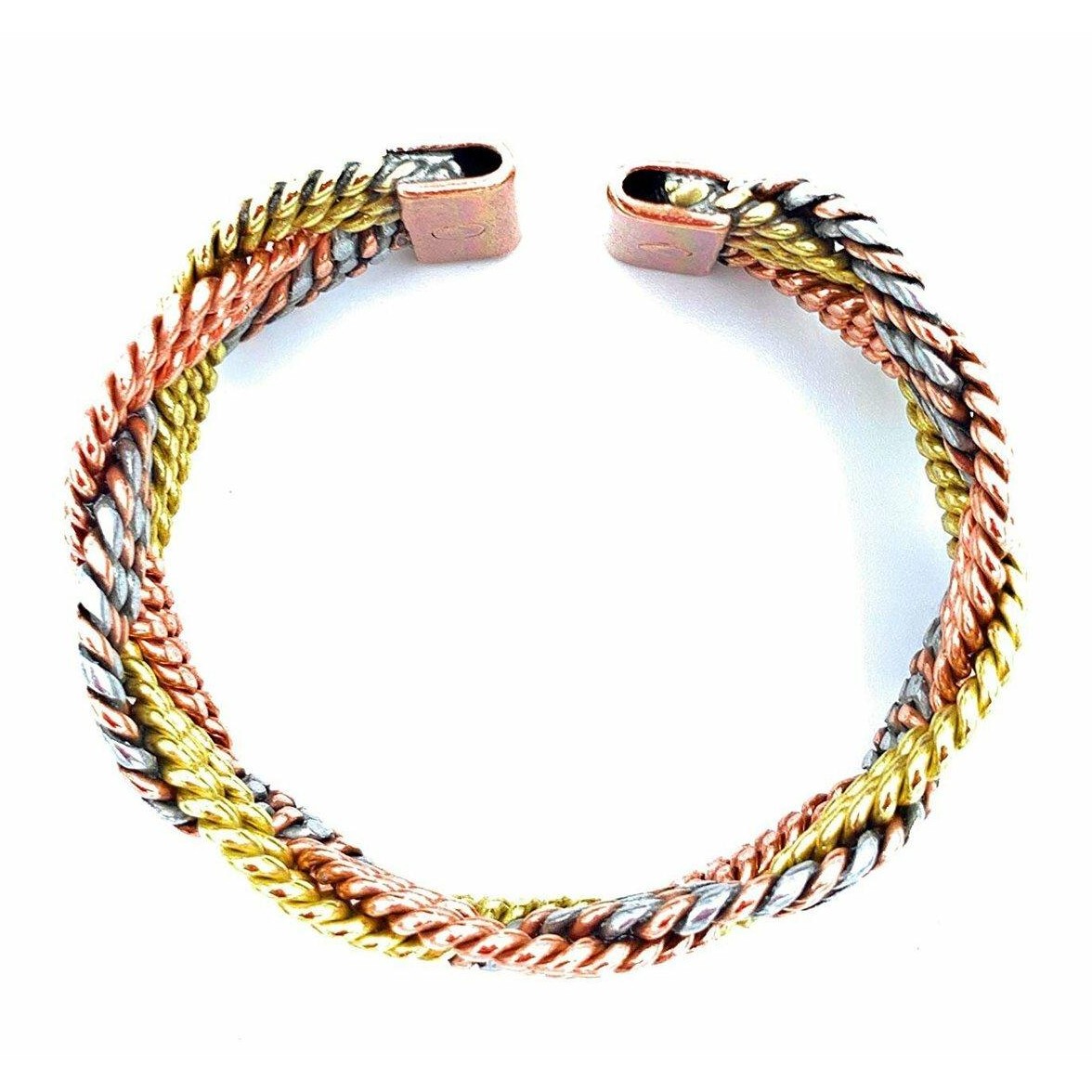 Magnetic Copper, Brass and Aluminium Twist Woven Design Bracelet-3