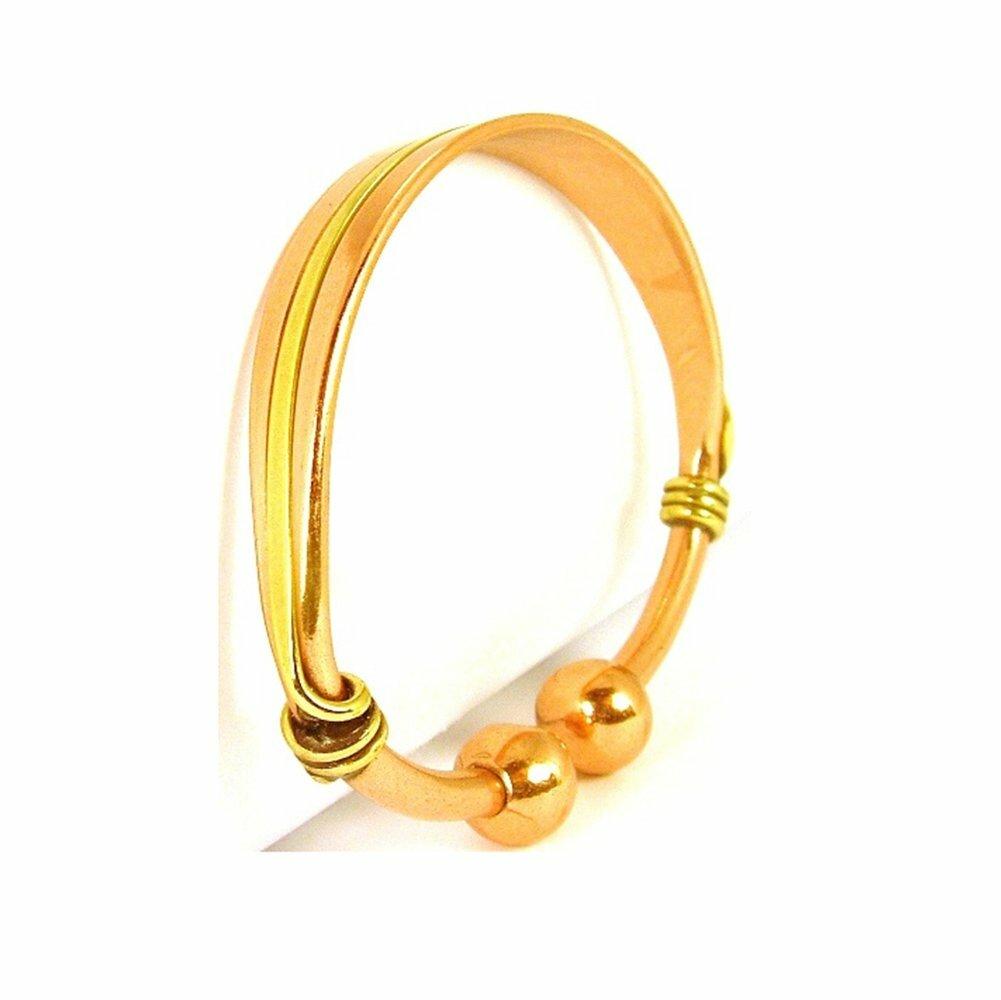 Magnetic Solid Copper Torque Bracelet inlaid with Brass-0