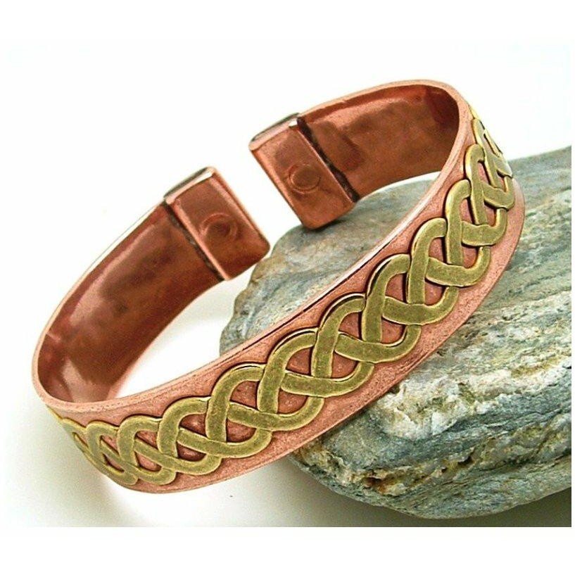 Magnetic Copper Band with Brass Celtic Twist Solid Copper Bracelet-0