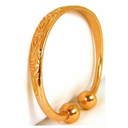 Magnetic Aztec Pattern Solid Copper Bracelet-0