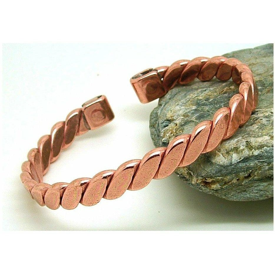 Magnetic Flattened Rope Solid Copper Bracelet-0
