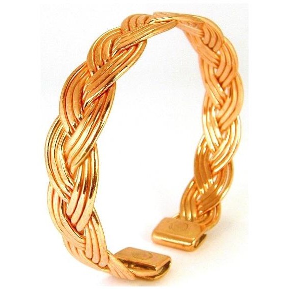 Magnetic Narrow Plaited Solid Copper Bracelet-0
