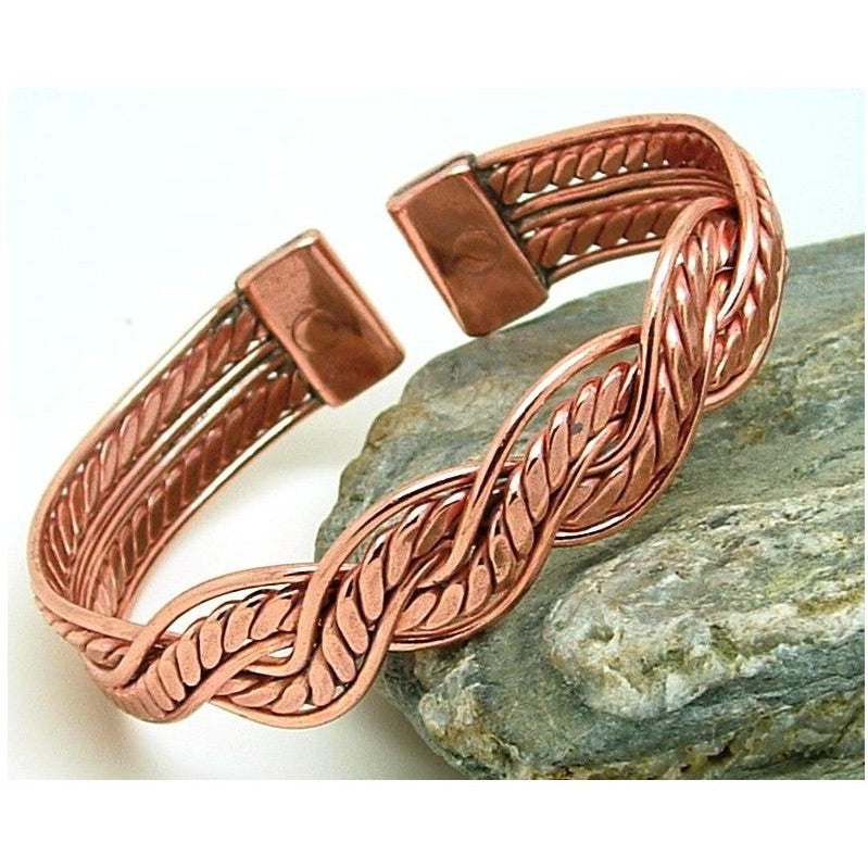 Magnetic Mexican Twist Solid Copper Bracelet-0