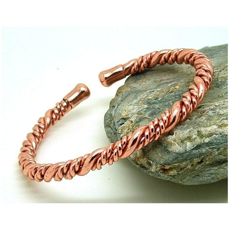 Magnetic Twisted Solid Copper Bracelet Wristband-0