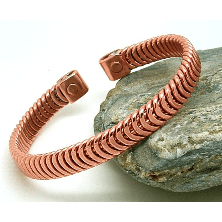 Magnetic Herringbone Design Solid Copper Bracelet-0