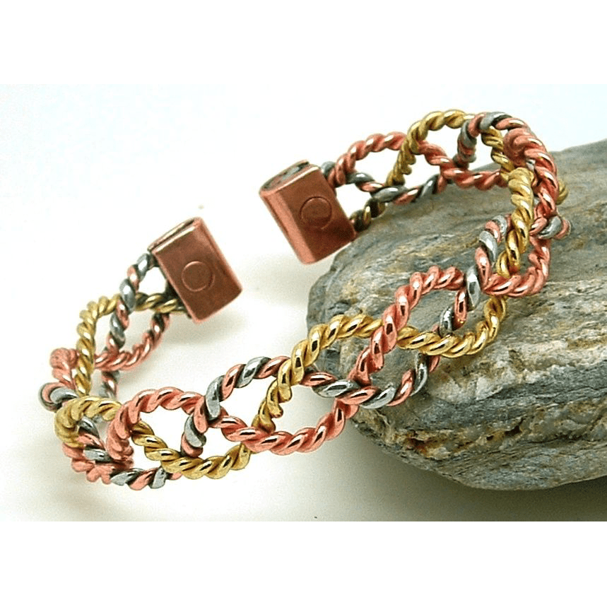 Magnetic Solid Copper 3 Colour Lace Bracelet-0