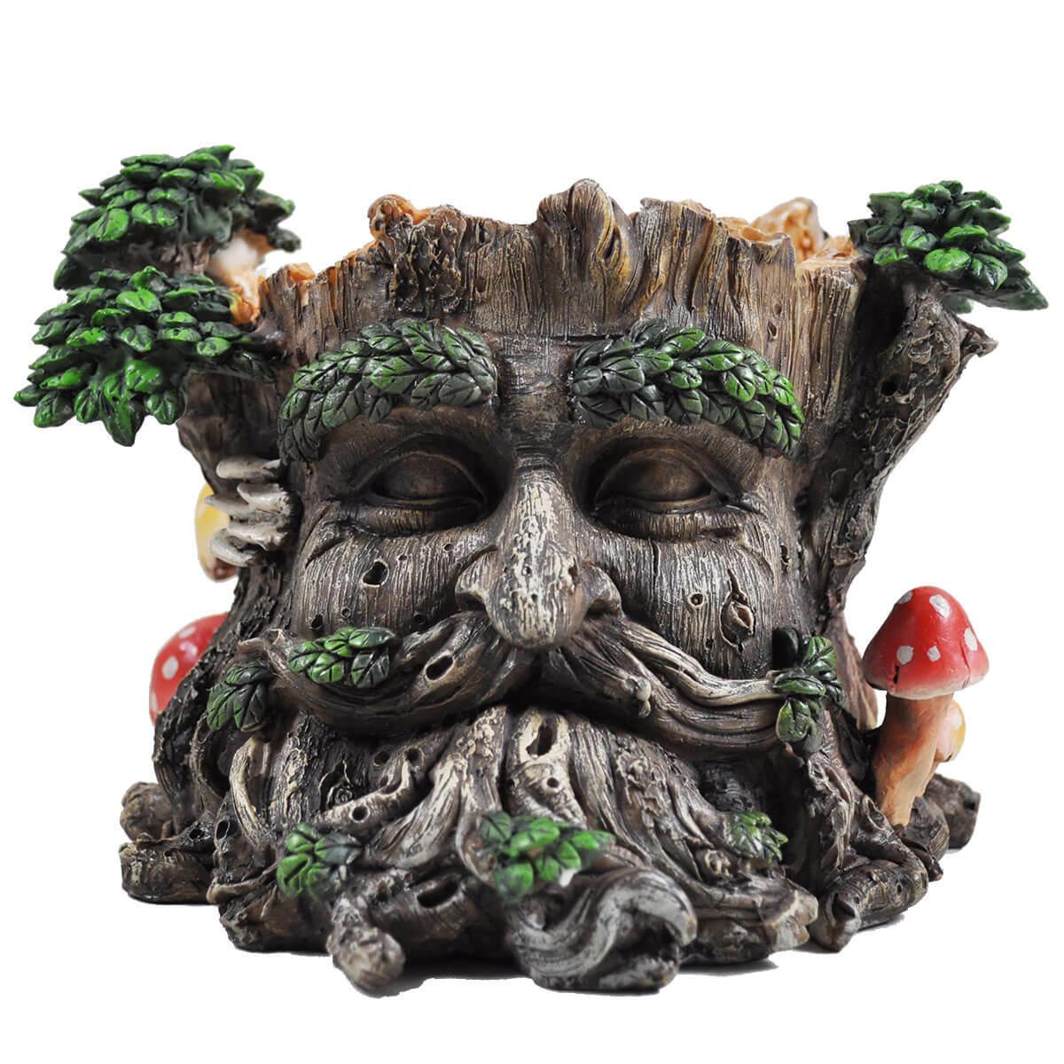 Tree Ent Face Plant Pot Holder Greenman Decorative Garden Myth Sculpture Planter-0