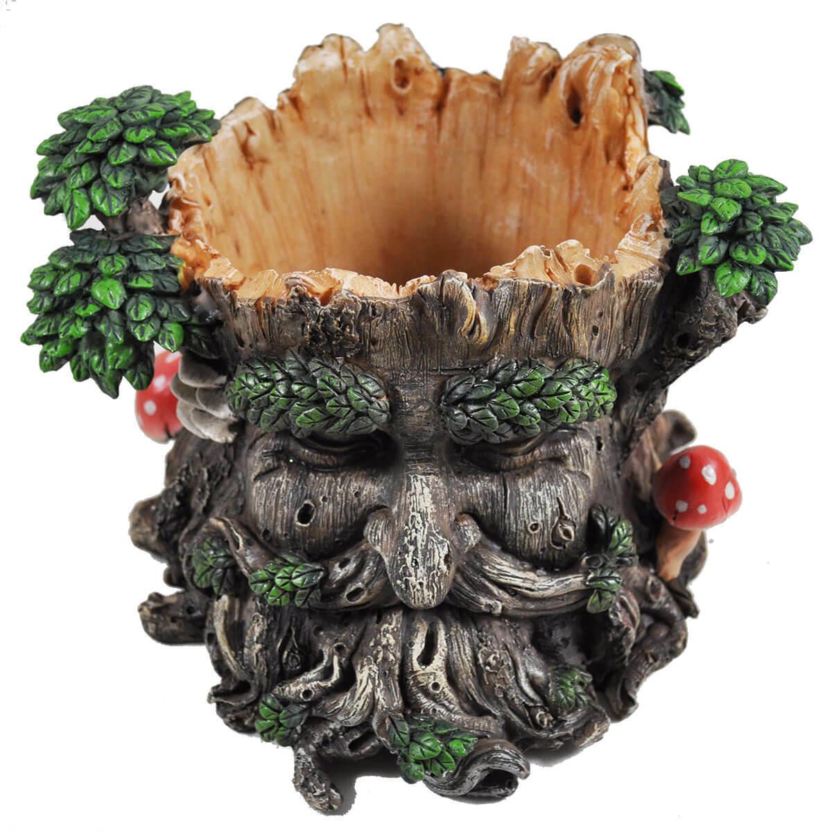 Tree Ent Face Plant Pot Holder Greenman Decorative Garden Myth Sculpture Planter-1