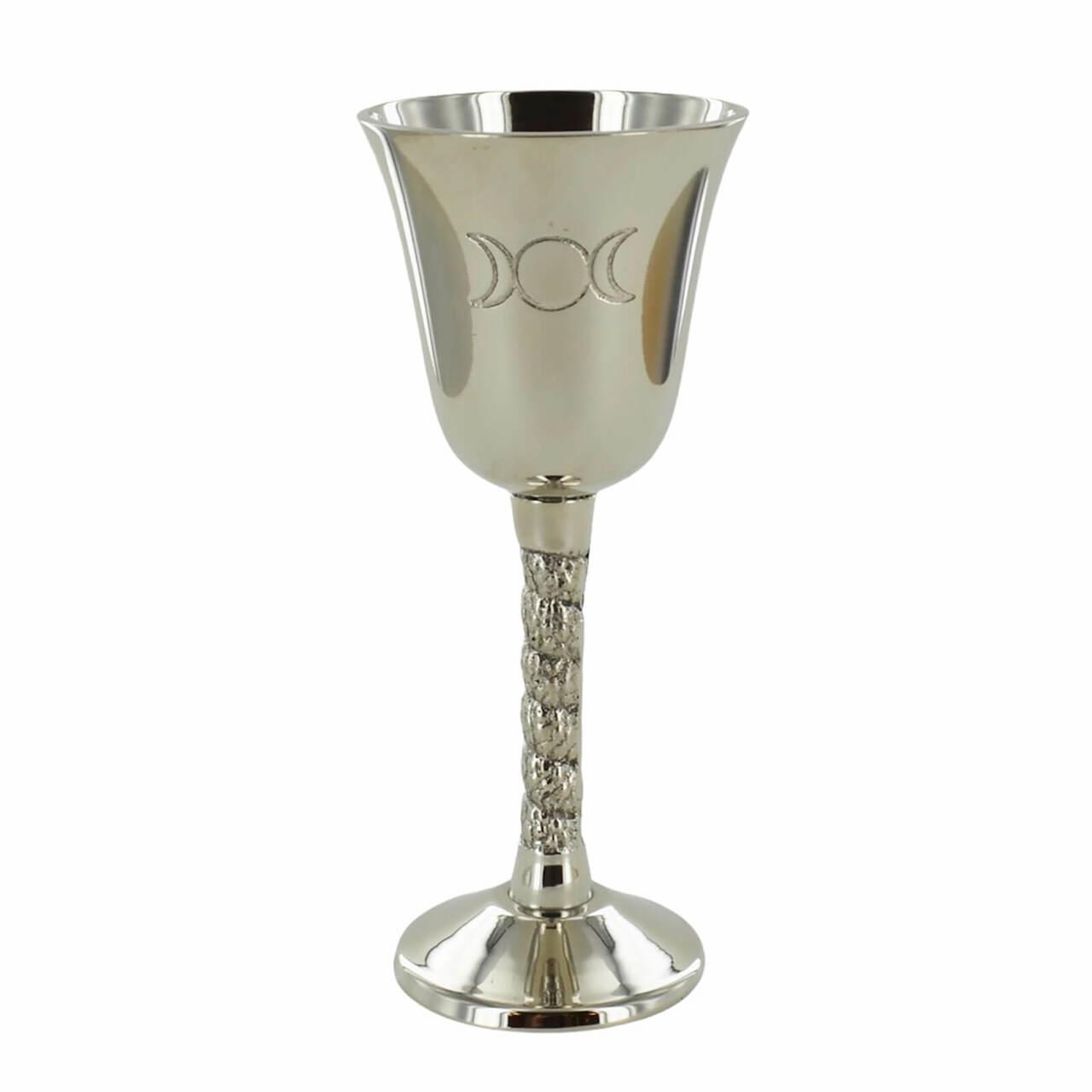 Silver Goblet with Magic Symbol Triple Moon for Neopaganism Wicca Gifts & Ritual Decor-1