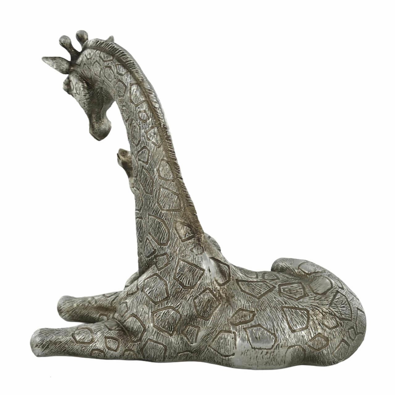 Mother & Baby Giraffe Antique Silver Sculpture Beautiful Home Decor or Gift Idea-3