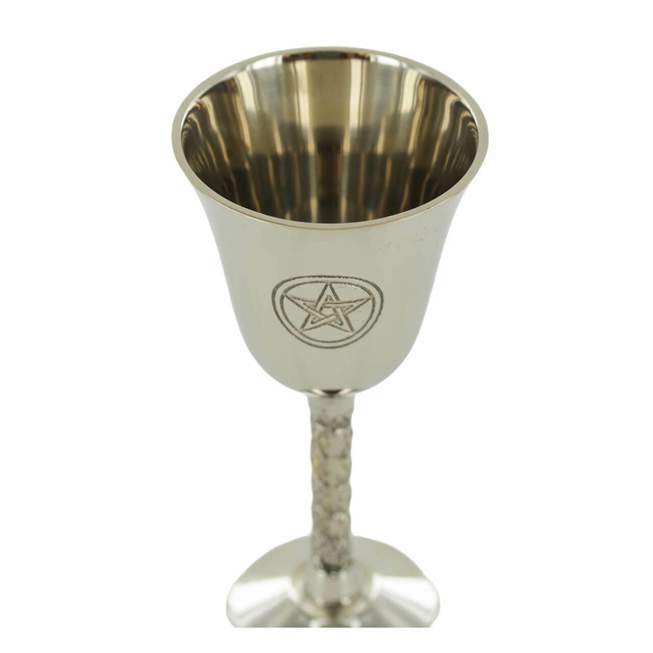 Silver Goblet with Magic Symbol Pentagram for Neopaganism Wicca Gifts and Ritual Decor-0