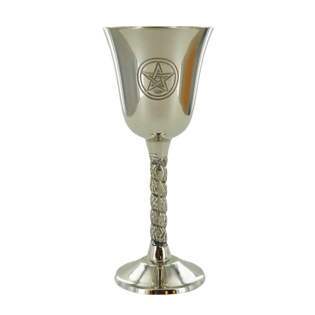 Silver Goblet with Magic Symbol Pentagram for Neopaganism Wicca Gifts and Ritual Decor-1