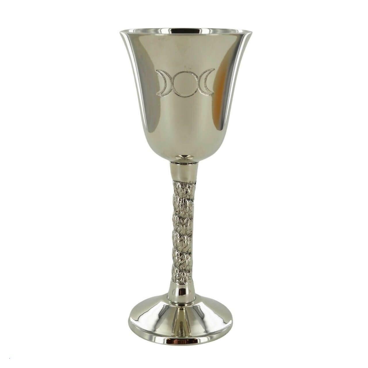 Silver Goblet with Magic Symbol Triple Moon for Neopaganism Wicca Gifts and Ritual Decor-3