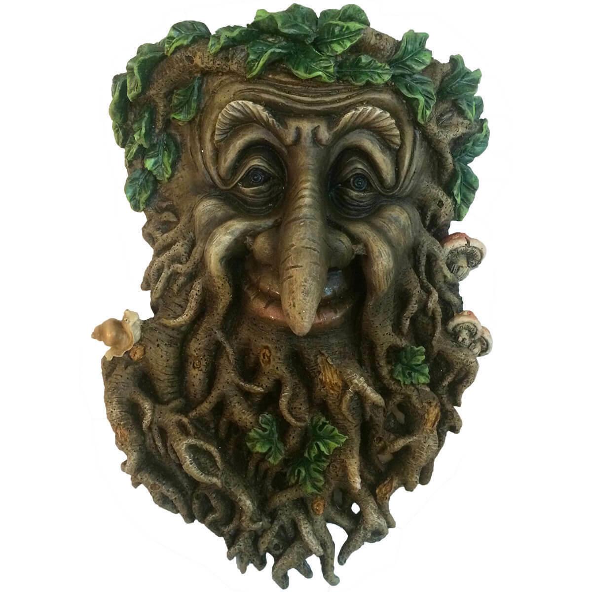 Treant Face Wall Plaque Large Garden, Greenman Decorative Garden Wall Plaque 22cm-2