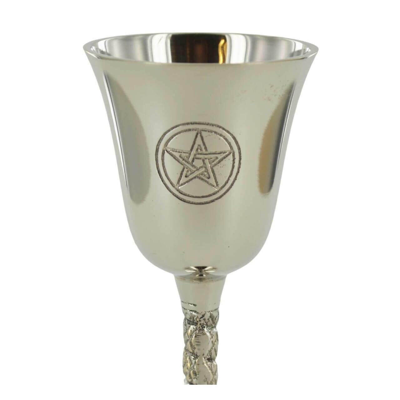 Silver Goblet with Magic Symbol Pentagram for Neopaganism Wicca Gifts and Ritual Decor-2