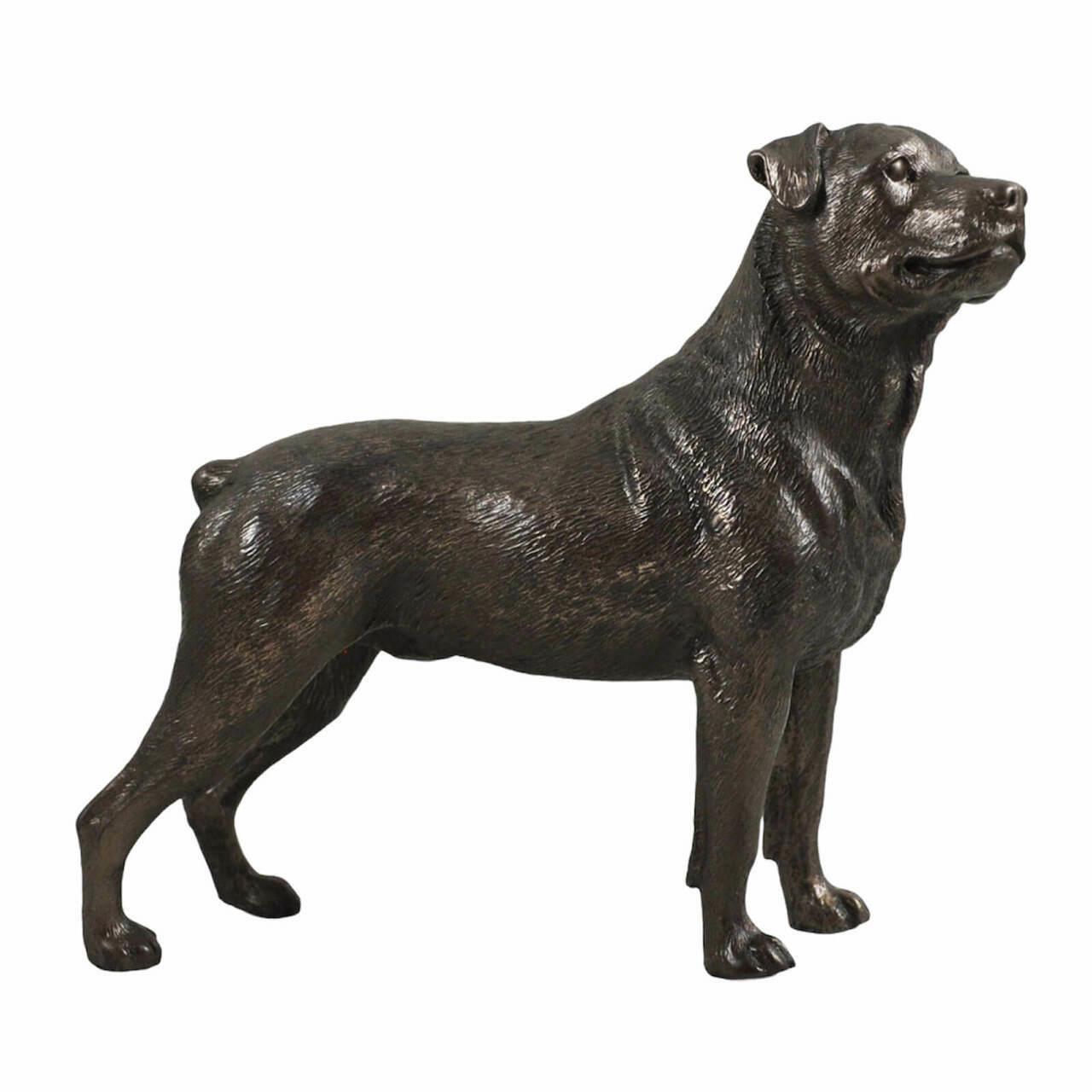 Rottweiler Dog Sculpture Cold Cast Bronze Statue Ornament Figurine-3