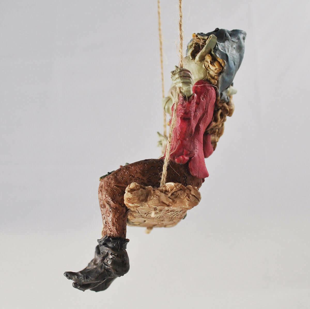 Pixie Couple Hanging Swing, Sculpture Magical Mystery High Quality Garden Decor Figurines Elf and Fairy Children,-3