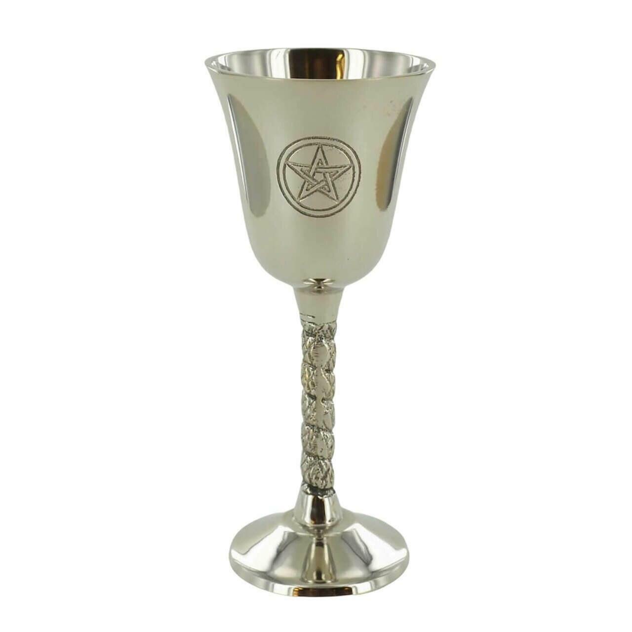 Silver Goblet with Magic Symbol Pentagram for Neopaganism Wicca Gifts and Ritual Decor-3