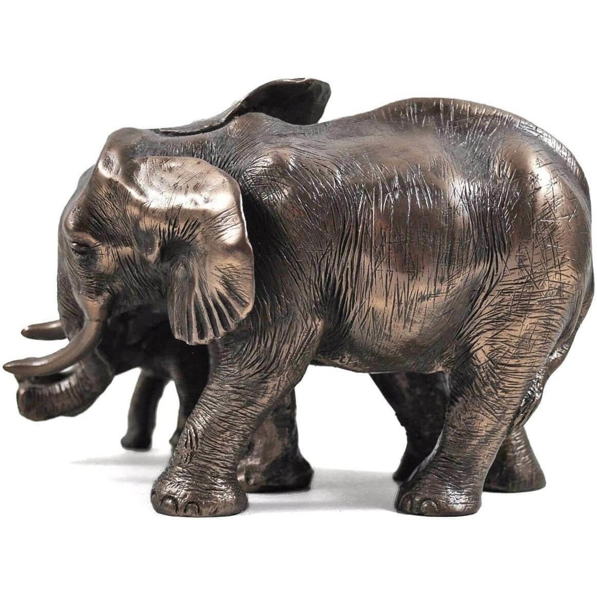 Family Of Three African Elephant Statue Cold Cast Bronze-1