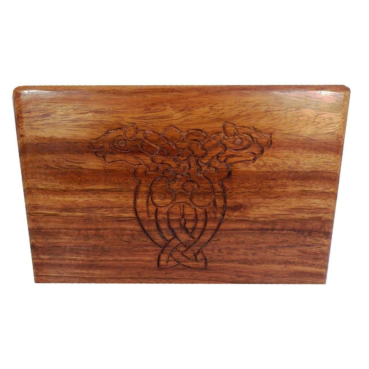 Carved Celtic Design Wooden Box- for jewellery, keepsake's tarot cards or trinkets.-1