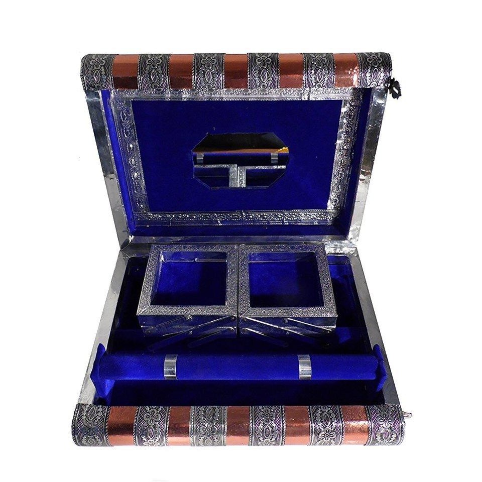 Hand Crafted White Metal and Copper Jewellery Box with Ornate Engraving-0
