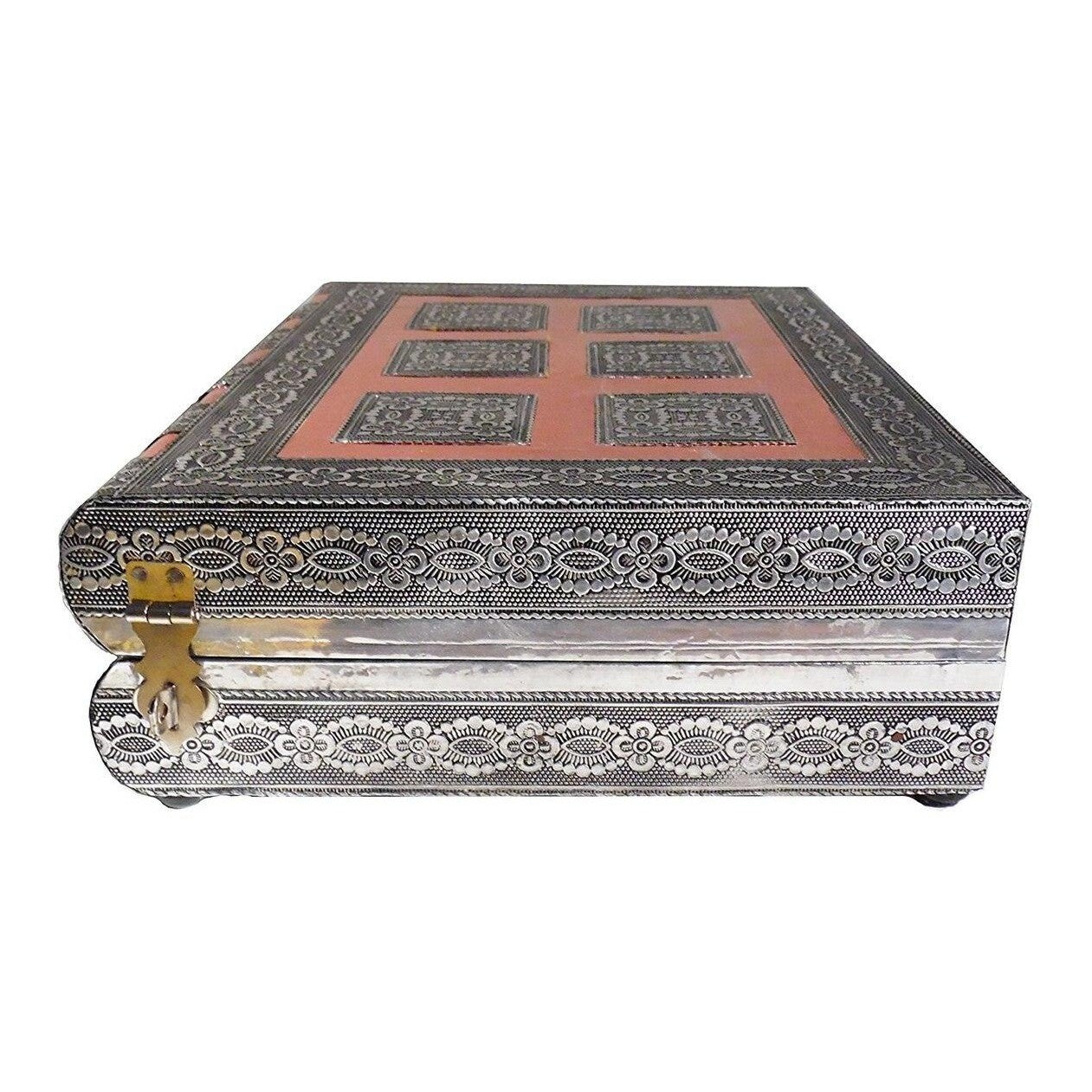 Hand Crafted White Metal and Copper Jewellery Box with Ornate Engraving-3