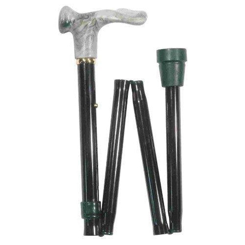 Left Hand Adjustable Folding Orthopaedic Cane Walking Stick Black Marble Handle-0