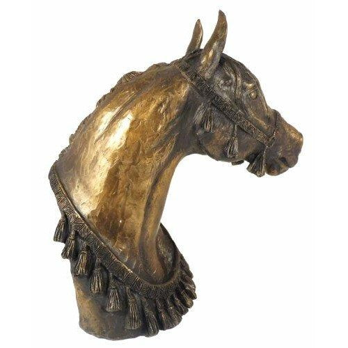 Anglo-Arab Horse Head Statue in Cold Cast Bronze-1