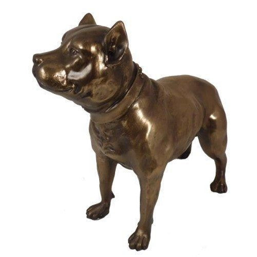 Pit Bull/ Staff Terrier Dog Sculpture Statue in Cold Cast Bronze-0