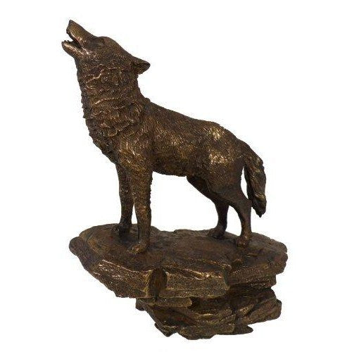 Cold Cast Bronze Howling Wolf Statue-0