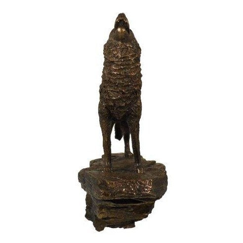 Cold Cast Bronze Howling Wolf Statue-1