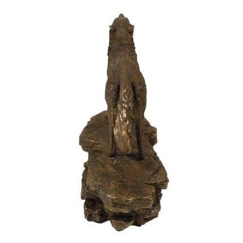 Cold Cast Bronze Howling Wolf Statue-2