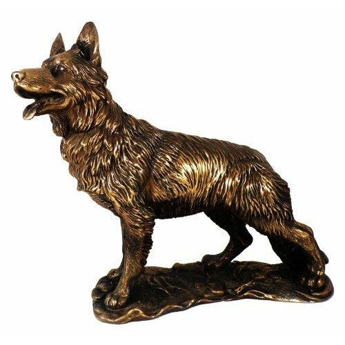 Standing Long Haired German Shepherd Dog/Alsatian in Cold Cast Bronze-0