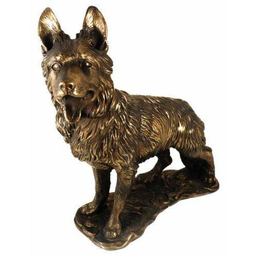Standing Long Haired German Shepherd Dog/Alsatian in Cold Cast Bronze-1