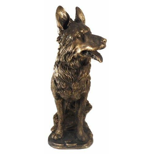 Standing Long Haired German Shepherd Dog/Alsatian in Cold Cast Bronze-2